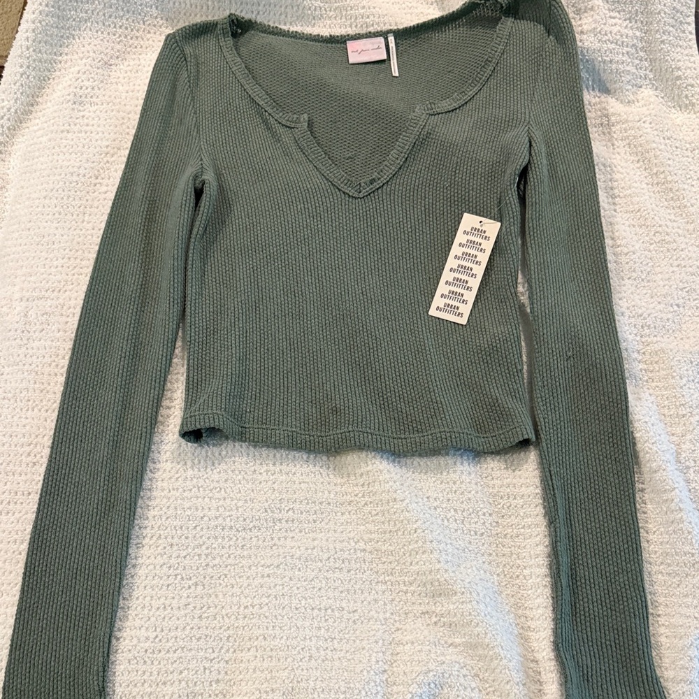 Urban Outfitters Sage Green V-Neck Blouse